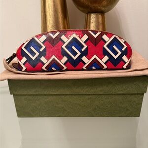 Gucci Red and Blue Geometric Pouch